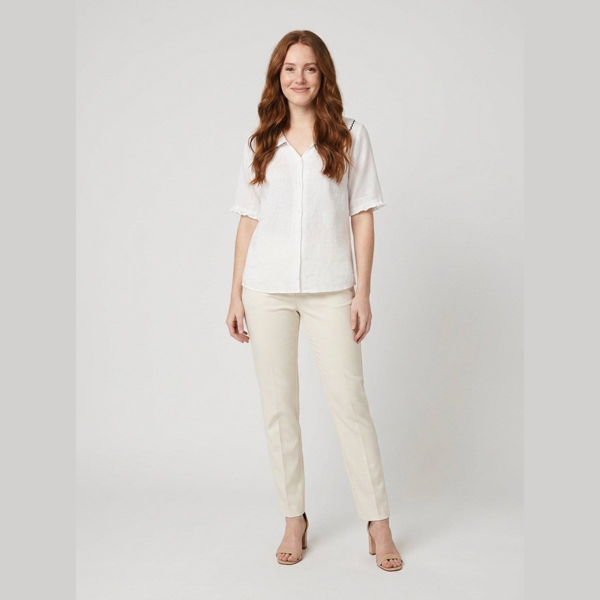 Cleo Womens Blouse | Cotton-Linen Blend, Elegant Summer Design 4