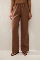 Cleo Womens Pants | Slim Fit, Full-Length, Cacao Colour 2