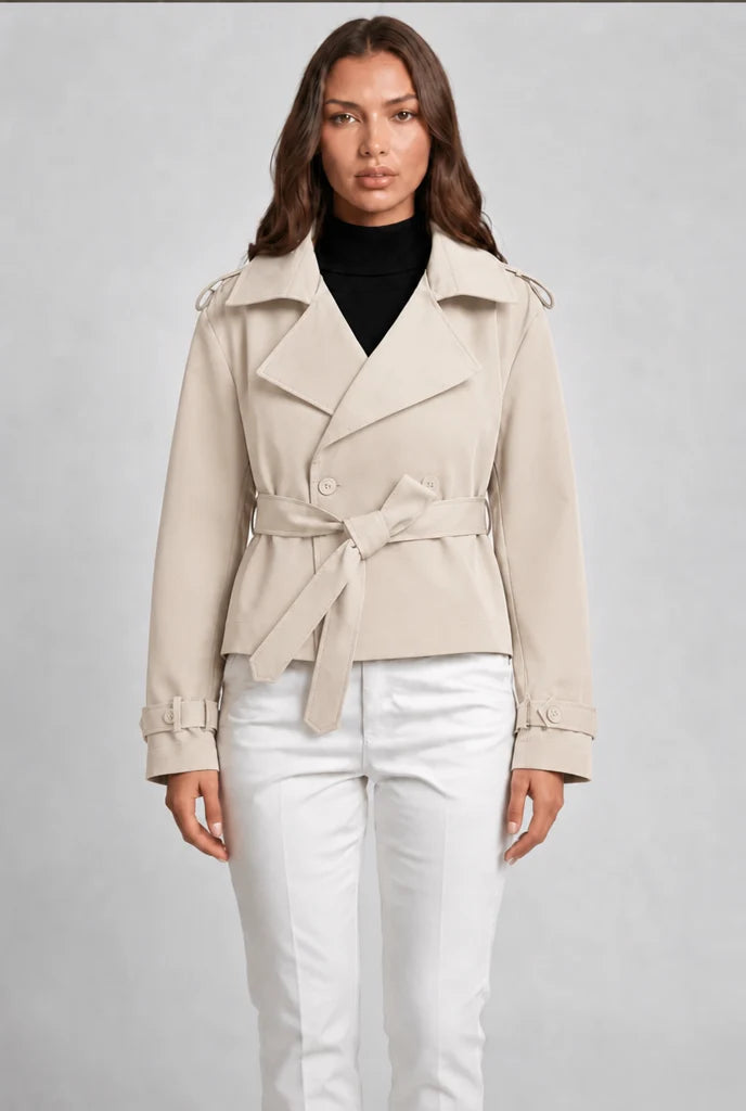 Cropped Belted Trench Jacket 0