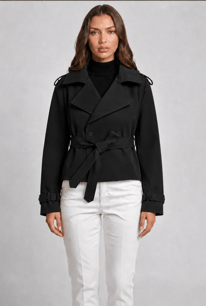 Cropped Belted Trench Jacket 10