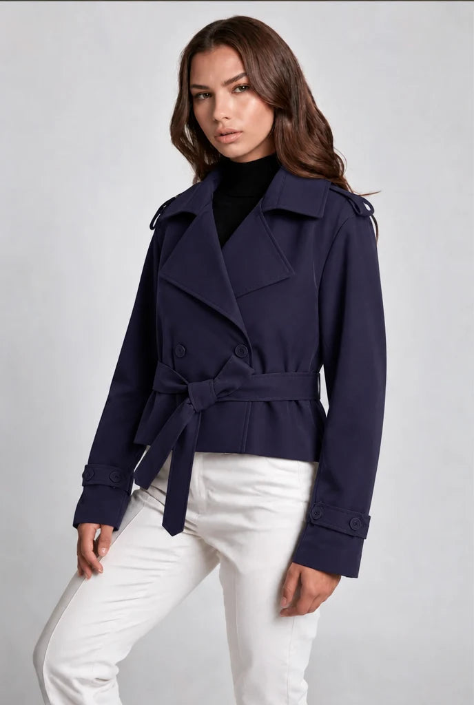 Cropped Belted Trench Jacket 4