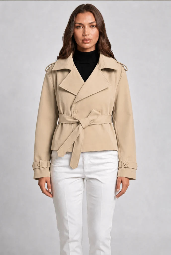 Cropped Belted Trench Jacket 6