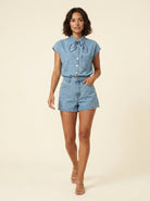 Daisy Denim Set | Cotton Blend Blouse and Shorts for Girls 2