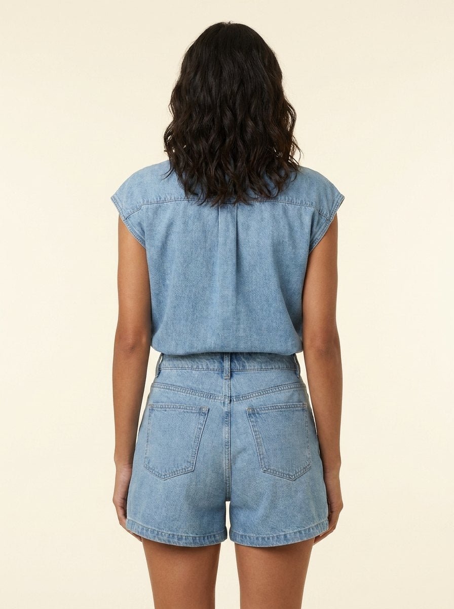 Daisy Denim Set | Cotton Blend Blouse and Shorts for Girls 3