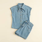 Daisy Denim Set | Cotton Blend Blouse and Shorts for Girls 4