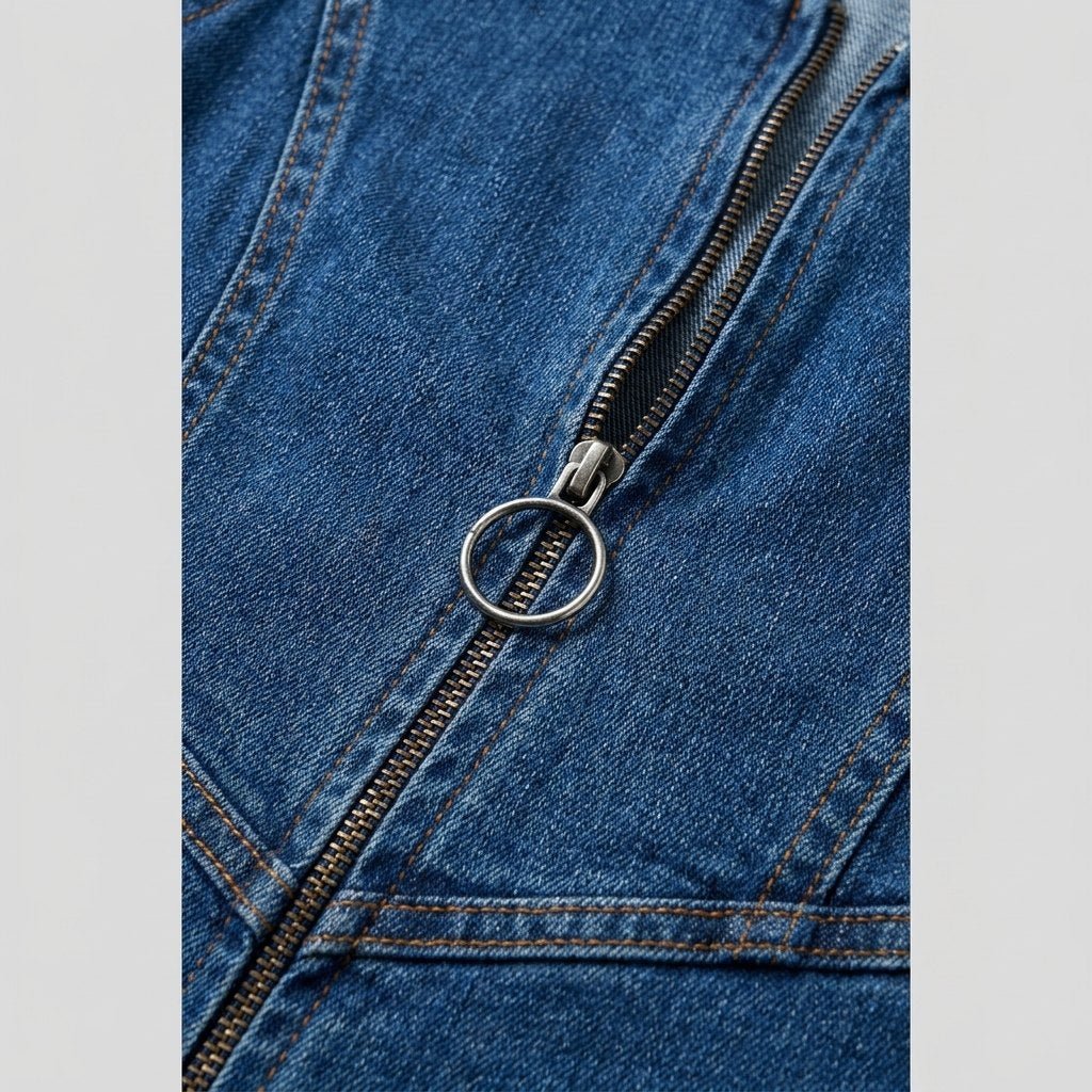 Dara Denim Jumpsuit | Fitted V-Neck, Flared Legs 5