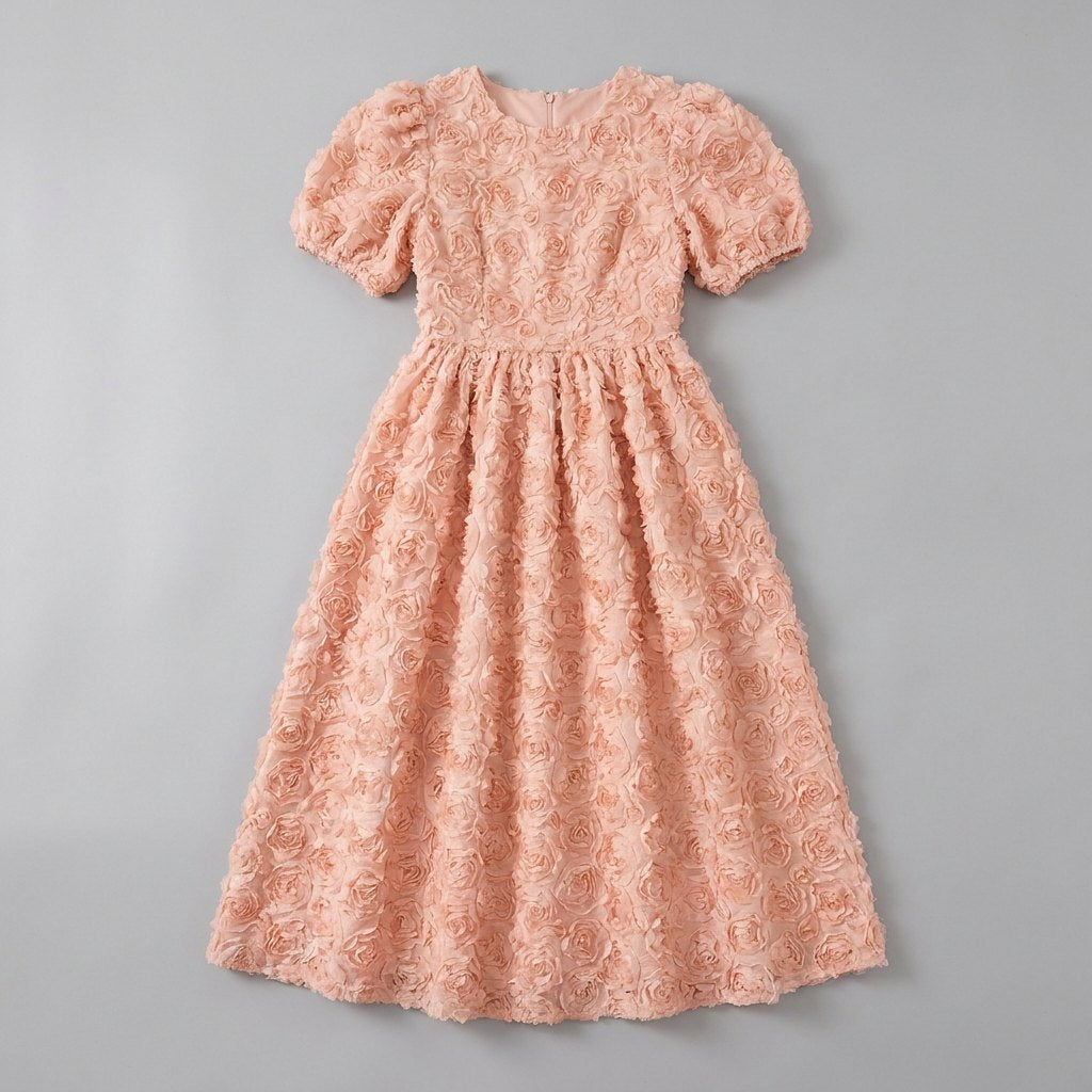 Dara Midi Dress | Lightweight Floral, Puff Sleeves - Ideal for Wedding Guests and Summer Events 4