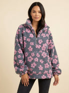 Dara Oversized Sweater for Women | Ultra-Soft Sherpa Fleece, Boho Floral Design 1