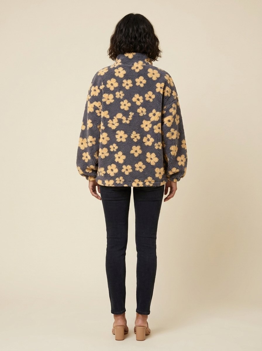 Dara Oversized Sweater for Women | Ultra-Soft Sherpa Fleece, Boho Floral Design 3