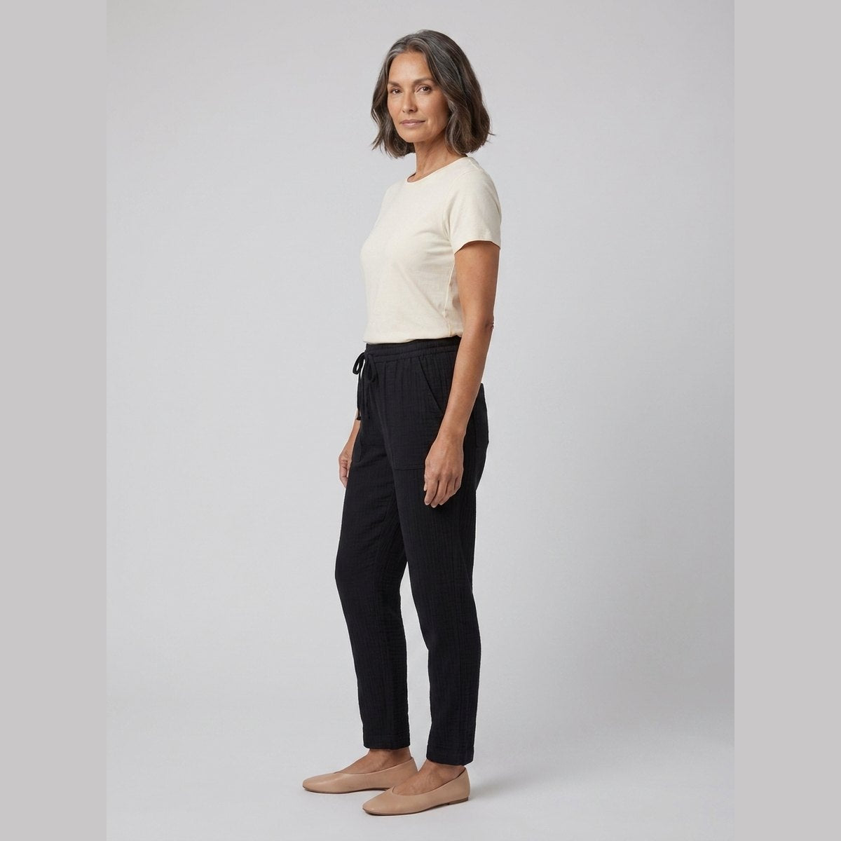 Dara Tapered Trousers Womens | Double Gauze Cotton, Elastic Waistband 2