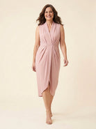 Dara Women's Dress | Draped Front, Midi Length with Side Slit 5