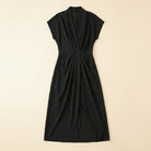 Dara Women's Dress | Draped Front, Midi Length with Side Slit 8