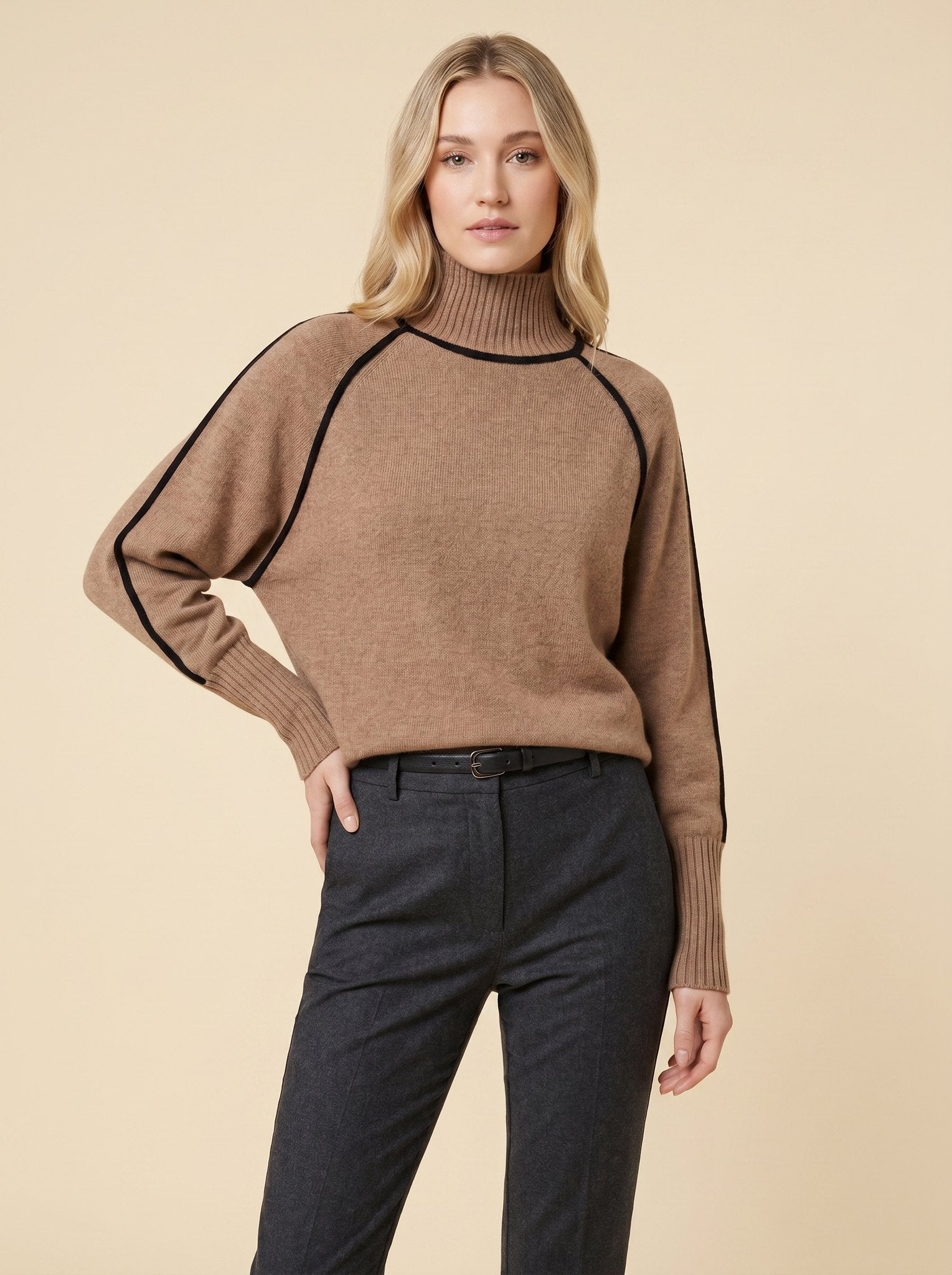 Dara Women's Sweater | Soft Knit, Striped Turtleneck 0