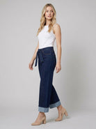 Daxon High-Waisted Jeans | Stretchy, 7/8 Length with Matching Belt 1