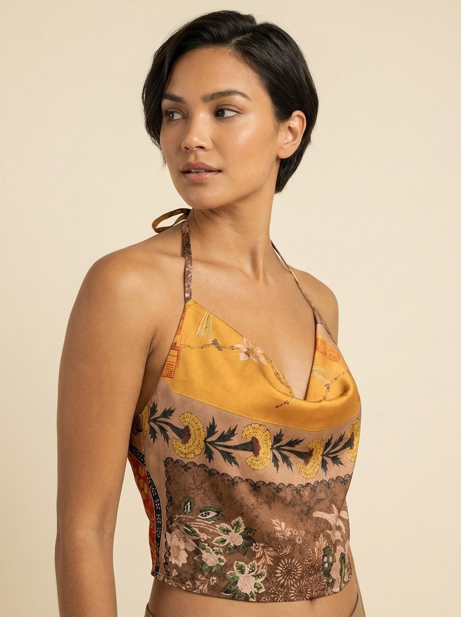 Dela Going Out Top | Soft Milk Shreds Fabric, Halter Neck Design 1