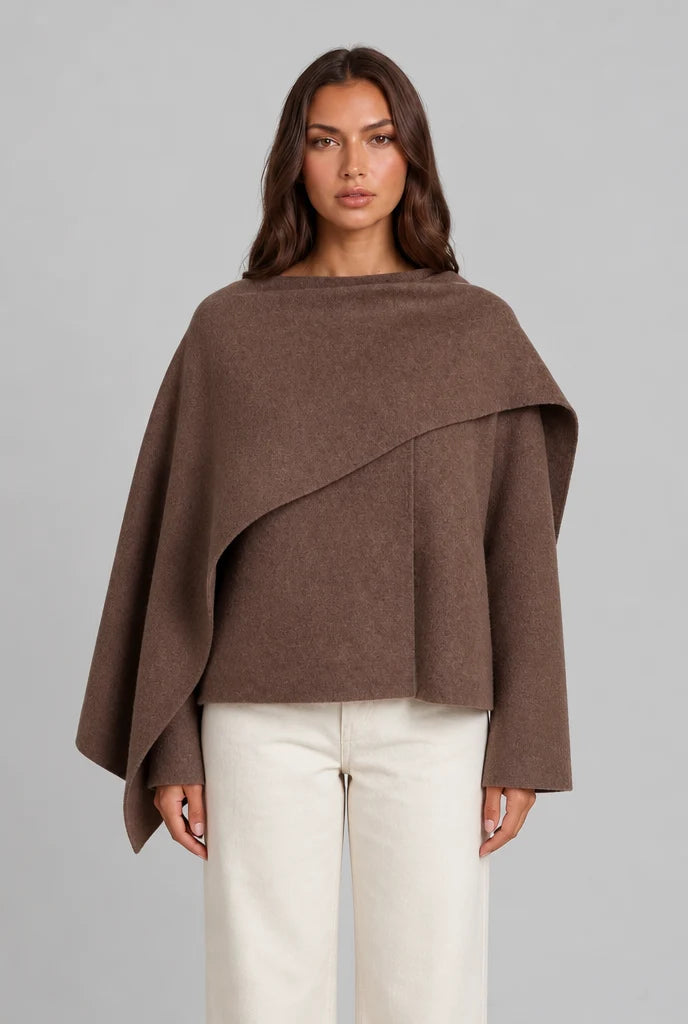 Draped Wool Scarf Coat 0