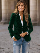 Elara Velvet Blazer | Emerald Green, Tailored Fit 0