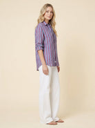 Eli Women's Top | Italian Linen, Relaxed Fit, Textured Stripe 1