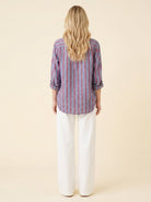 Eli Women's Top | Italian Linen, Relaxed Fit, Textured Stripe 3
