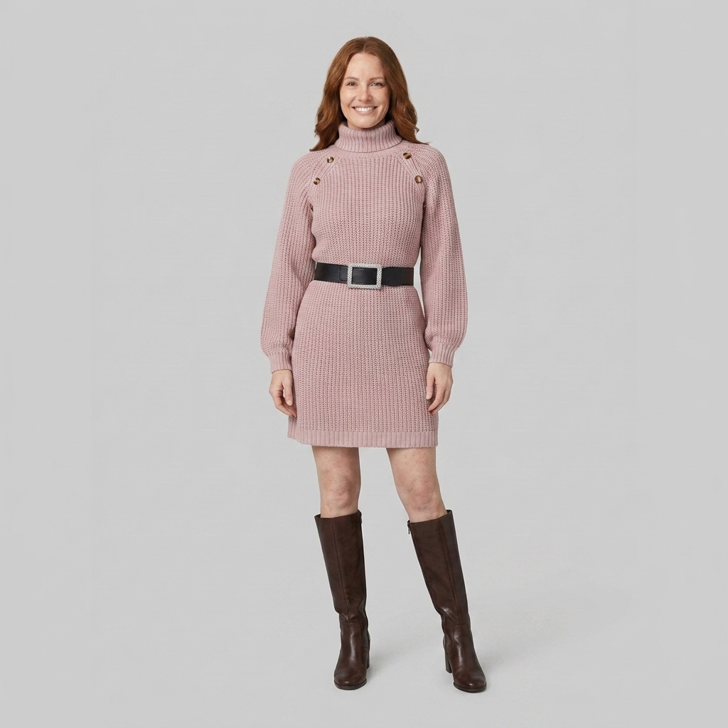 Elysia Knit Dress | Turtle Neck, A-Line Silhouette, 100% Acrylic 0