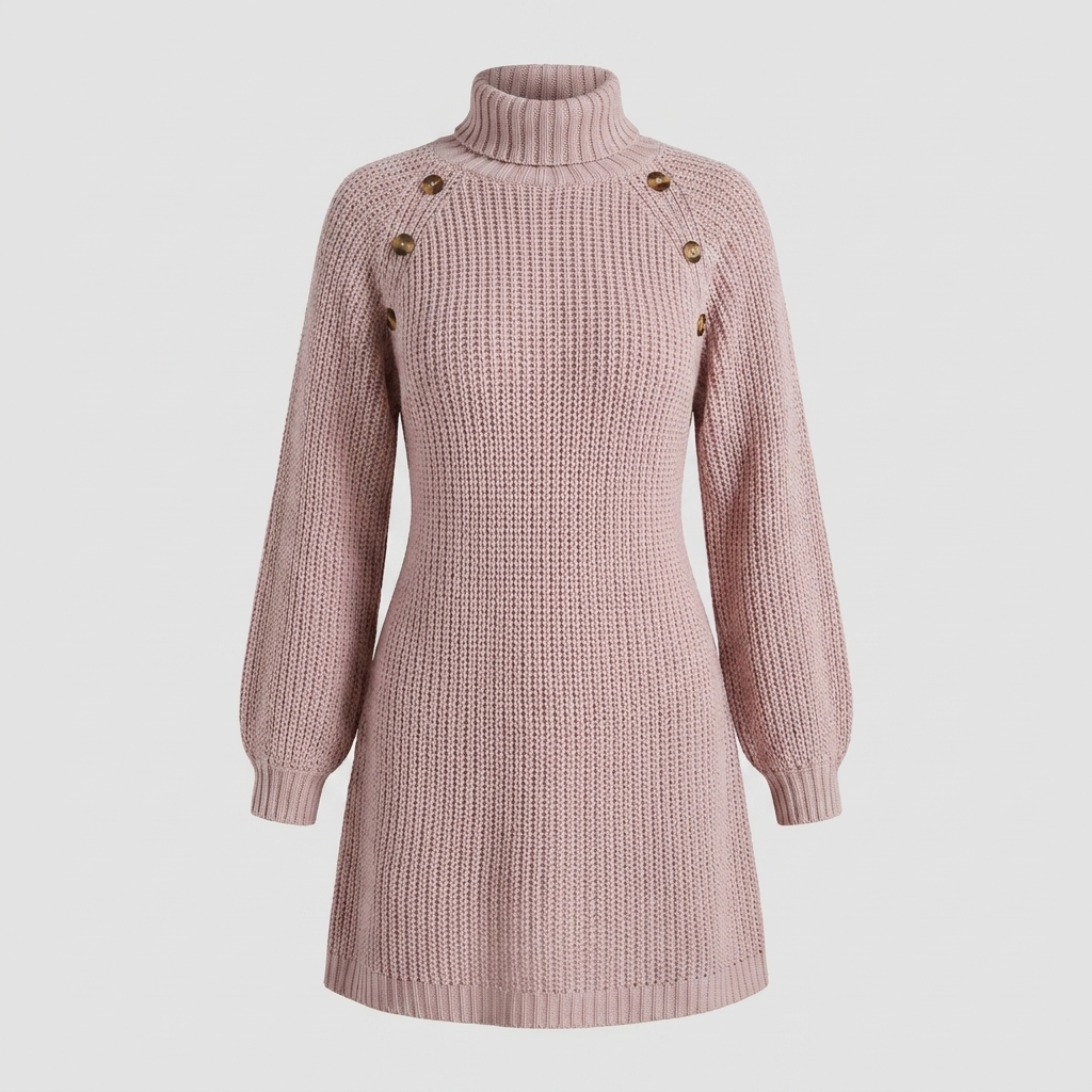 Elysia Knit Dress | Turtle Neck, A-Line Silhouette, 100% Acrylic 4