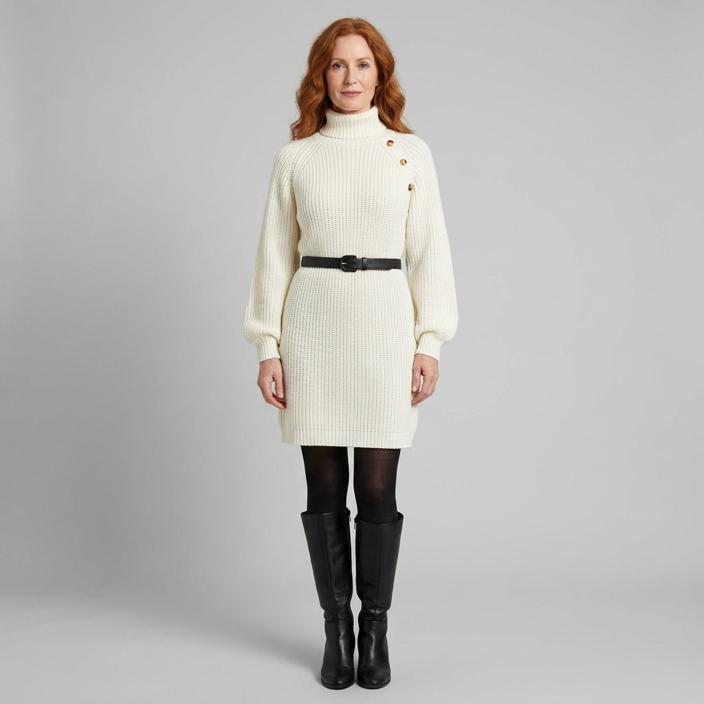 Elysia Knit Dress | Turtle Neck, A-Line Silhouette, 100% Acrylic 7