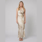 Elysia Maxi Dress | Tropical Satin, Lace-Up Back for Wedding Guests and Summer Events 0