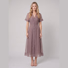 Elysia Midi Dress | Organza A-Line, Button Closure, Wedding Guest & Cocktail Suitable 0
