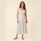 Elysia Midi Dress | Polka Dot Print, Tie-Up Waist, Regular Fit 0
