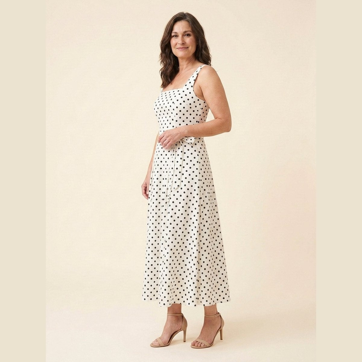 Elysia Midi Dress | Polka Dot Print, Tie-Up Waist, Regular Fit 1