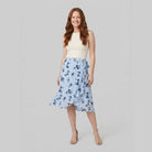 Elysia Midi Skirt | Blue Floral Wrap-Style, Flowy Fit 1