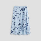 Elysia Midi Skirt | Blue Floral Wrap-Style, Flowy Fit 4