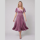 Emeraude ribbed velvet midi dress with shirred waist 3