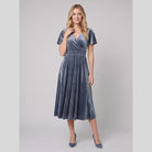 Emeraude ribbed velvet midi dress with shirred waist 5