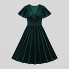 Emeraude ribbed velvet midi dress with shirred waist 7