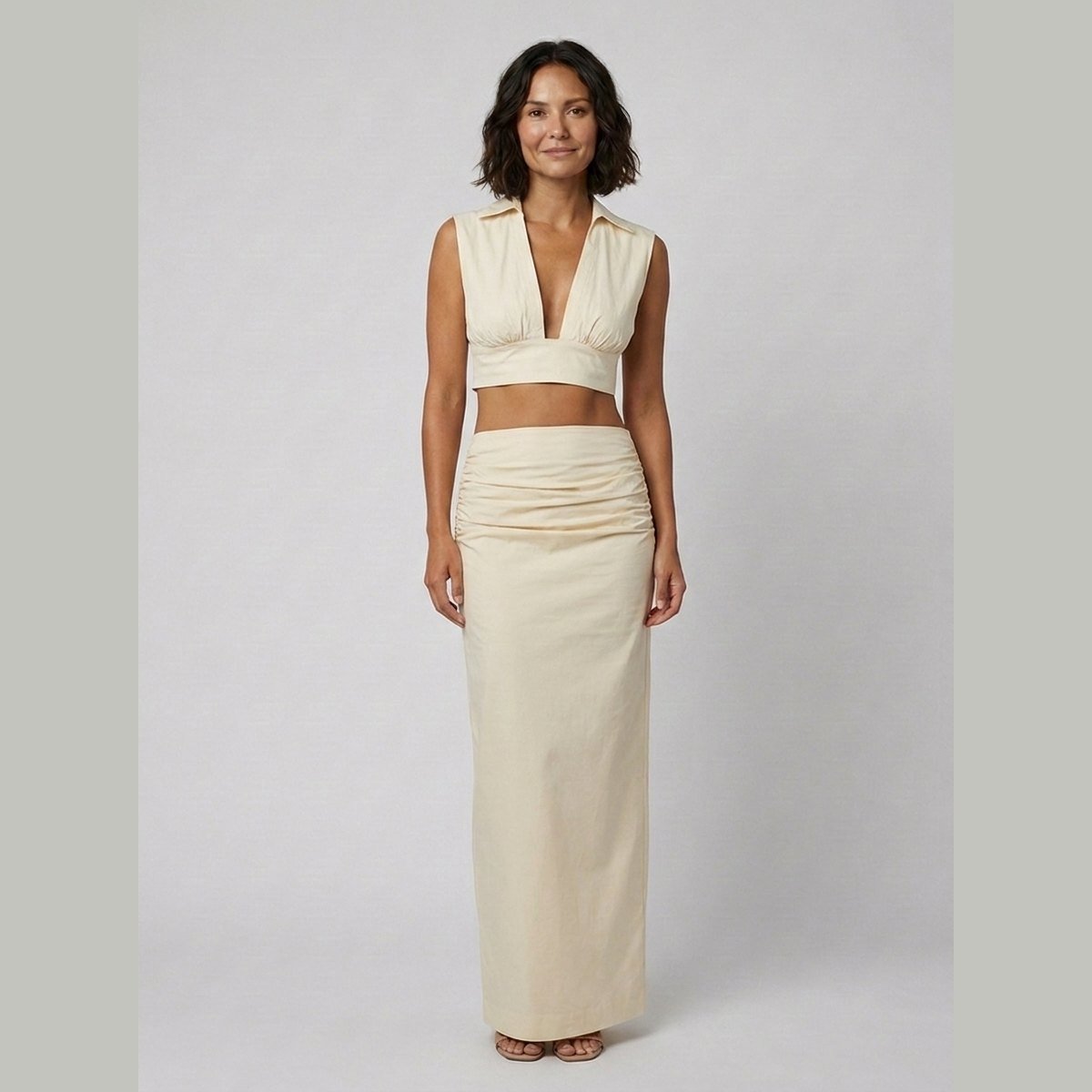 Elysia Women's Co Ord Set | Ruffled Two Piece Maxi Skirt and Crop Top 0