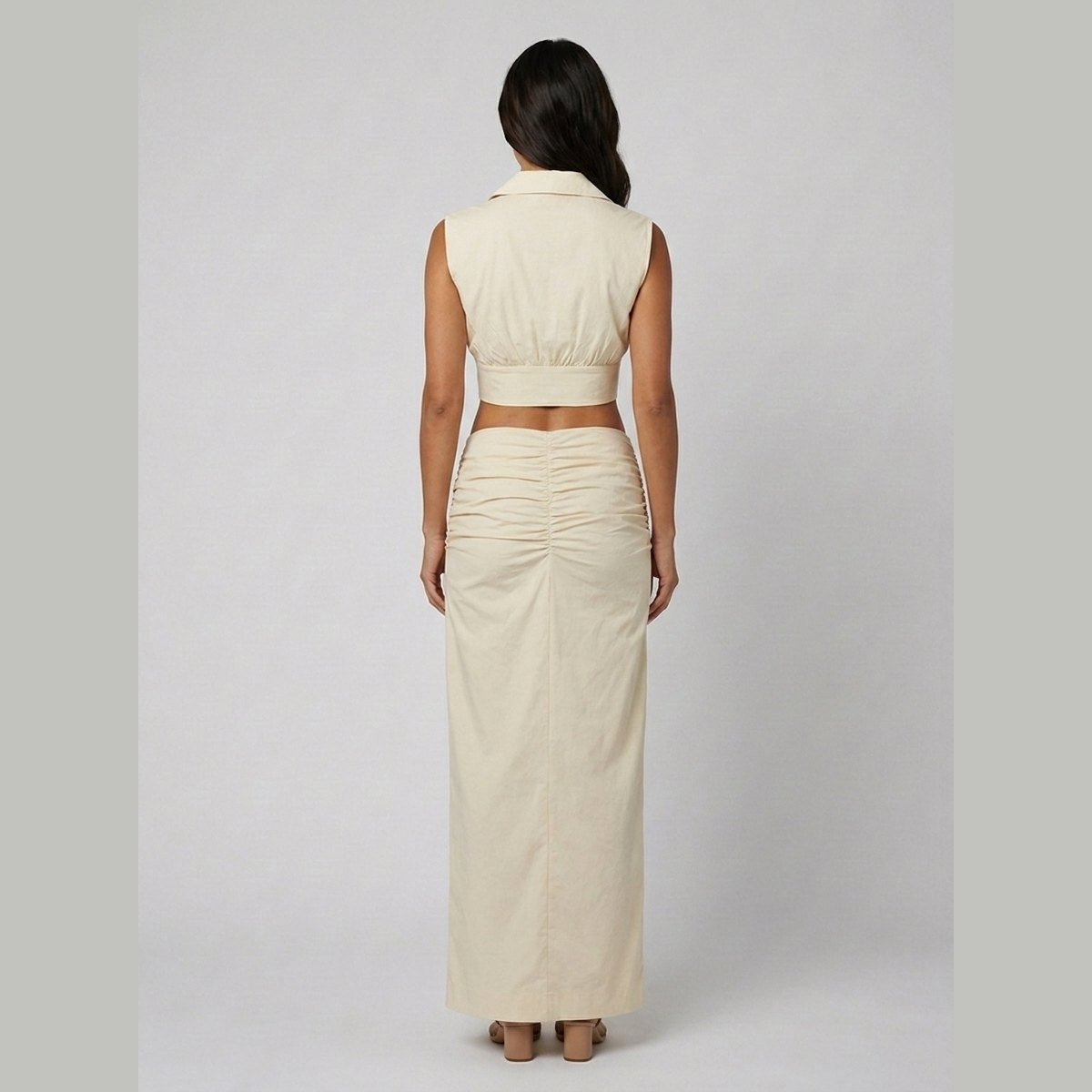 Elysia Women's Co Ord Set | Ruffled Two Piece Maxi Skirt and Crop Top 3
