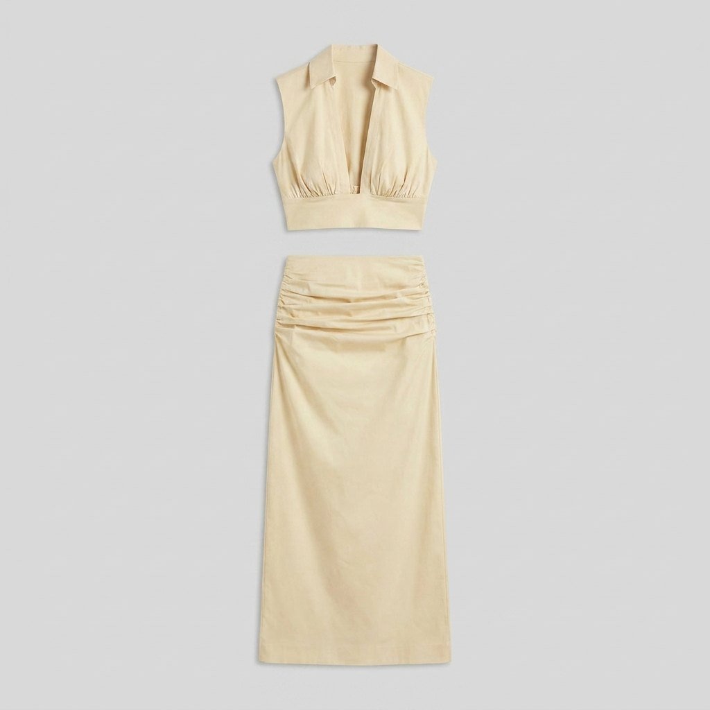 Elysia Women's Co Ord Set | Ruffled Two Piece Maxi Skirt and Crop Top 4