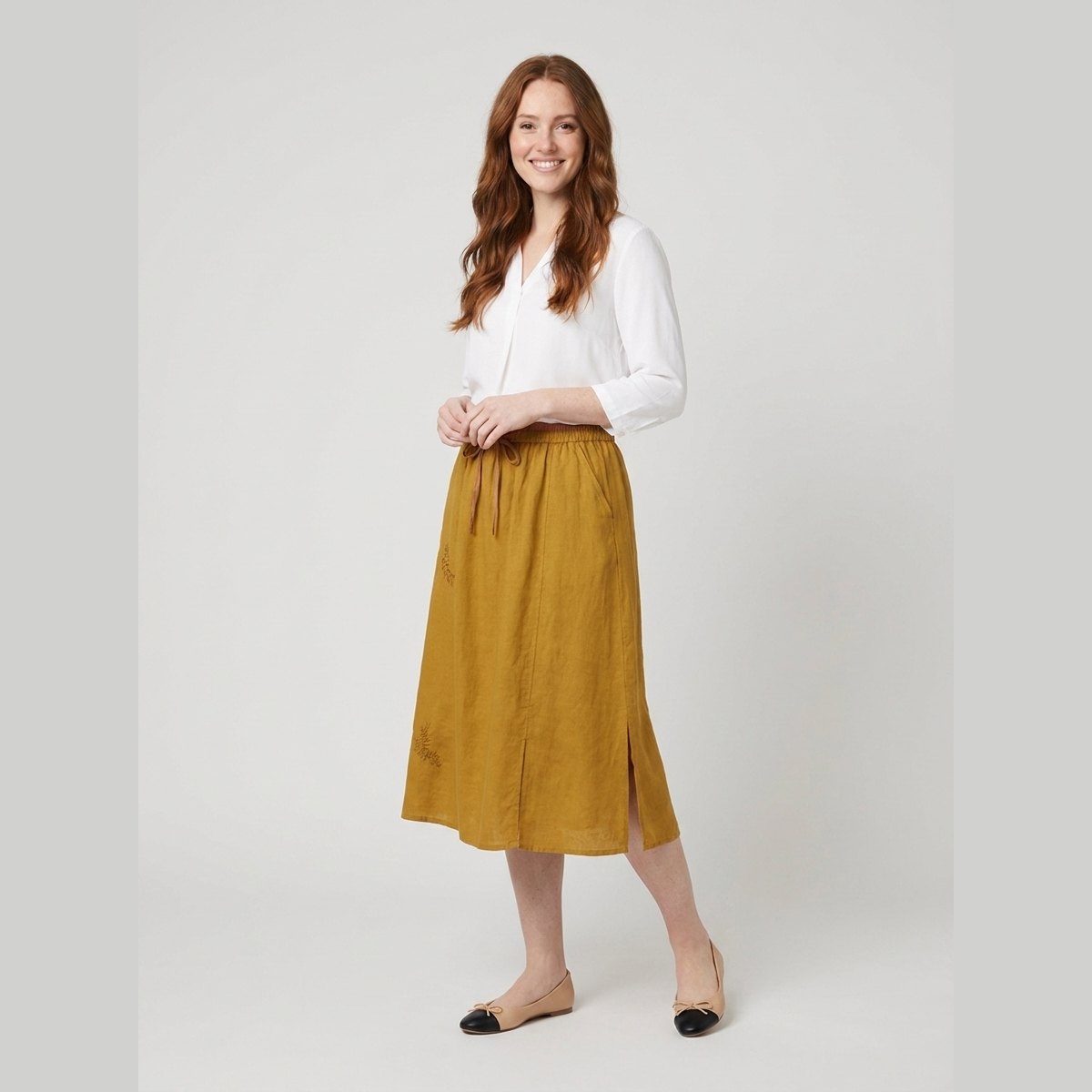 Elysia Women's Skirt | 100% Organic Linen, A-Line Design, Knee-Length 4