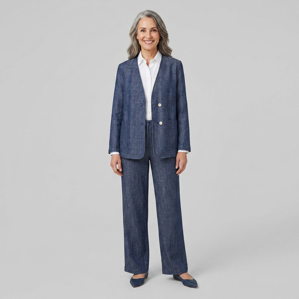 Elysian Reversible Jacket | Tencel Linen, Denim Texture 0