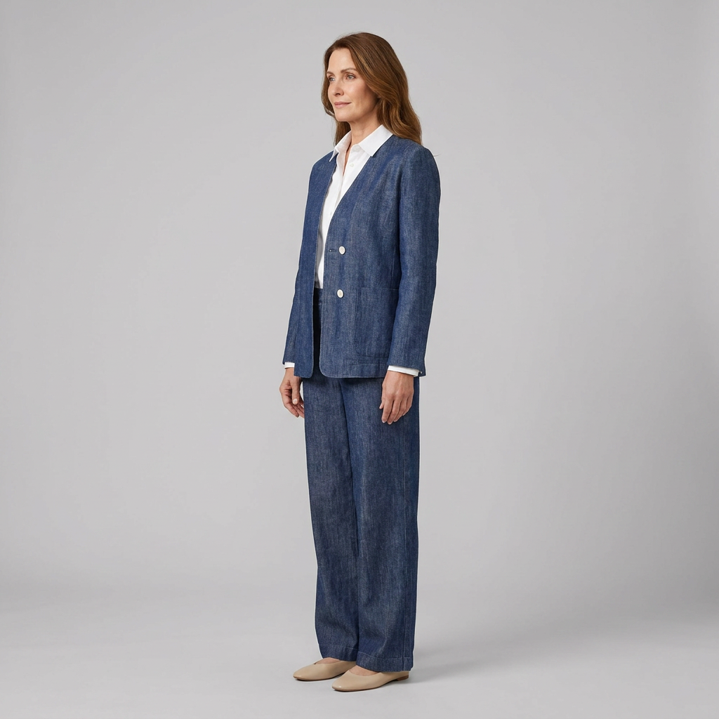 Elysian Reversible Jacket | Tencel Linen, Denim Texture 2