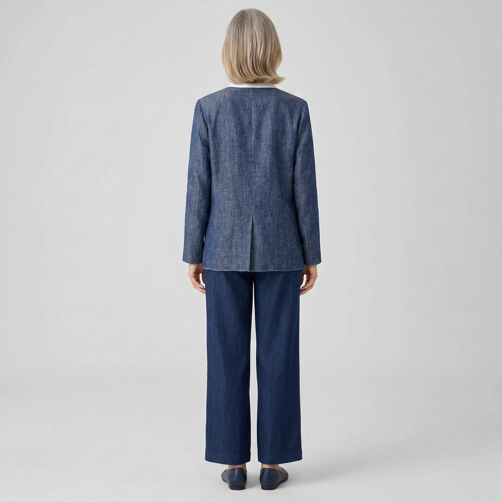 Elysian Reversible Jacket | Tencel Linen, Denim Texture 3