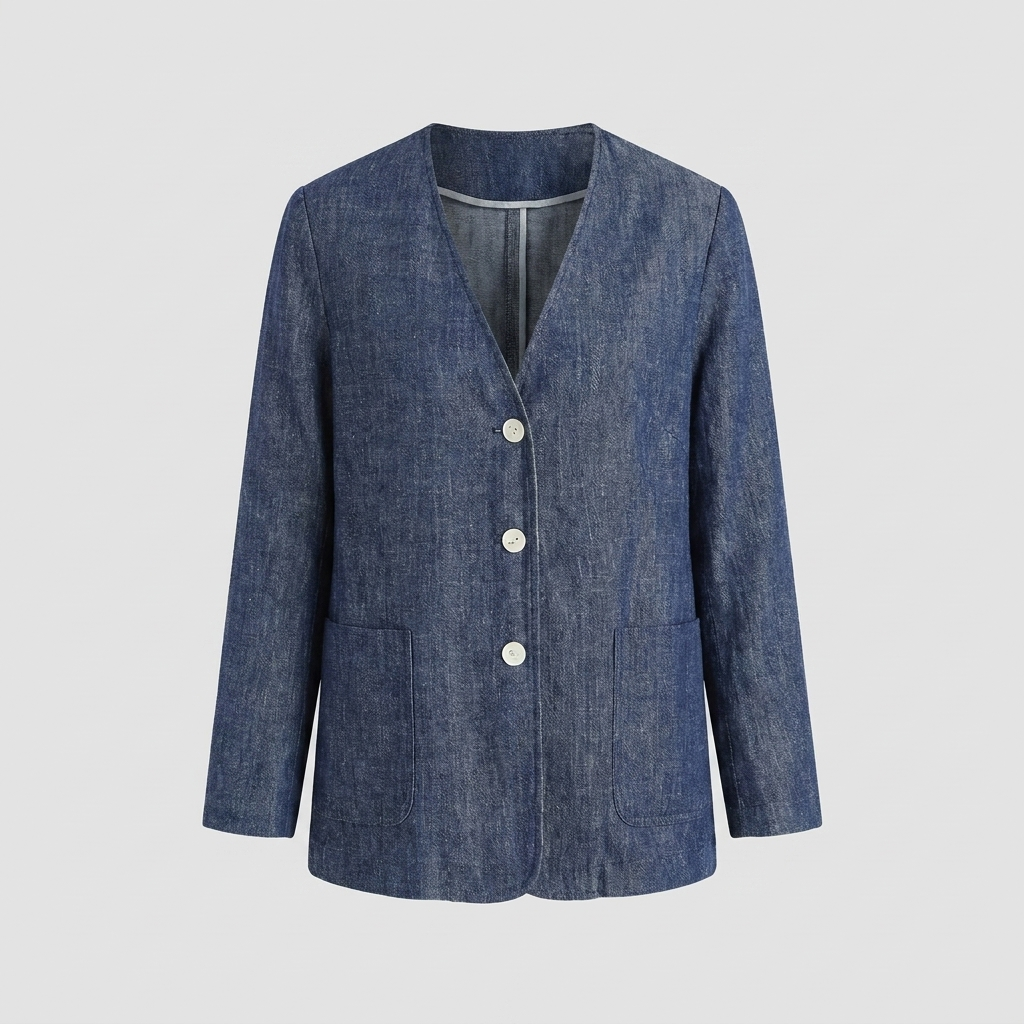 Elysian Reversible Jacket | Tencel Linen, Denim Texture 5