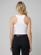 Elysian White Crop Tank Top | Ribbed Cotton, Medium Stretch 2