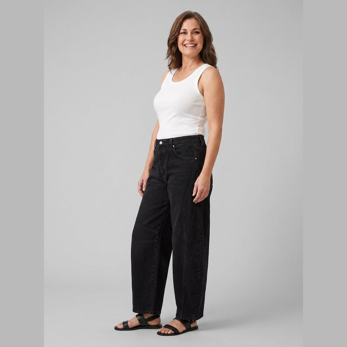 Elysian Wide Leg Jeans | Mid-Rise, Ankle Length, Stretch Blend 1