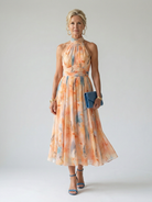 Elysian Womens Dress | Lightweight Midi Halter for Summer Wedding Guests 0
