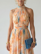 Elysian Womens Dress | Lightweight Midi Halter for Summer Wedding Guests 1