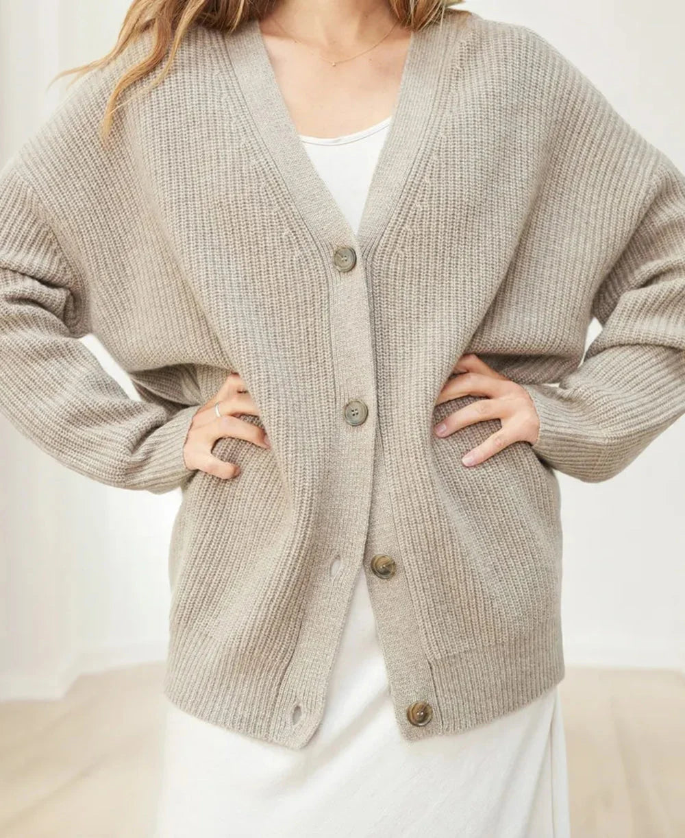 Evelyn Cardigan Sweater | Button-Up, Relaxed Fit, Sizes S-4XL, Available in Black and White 6