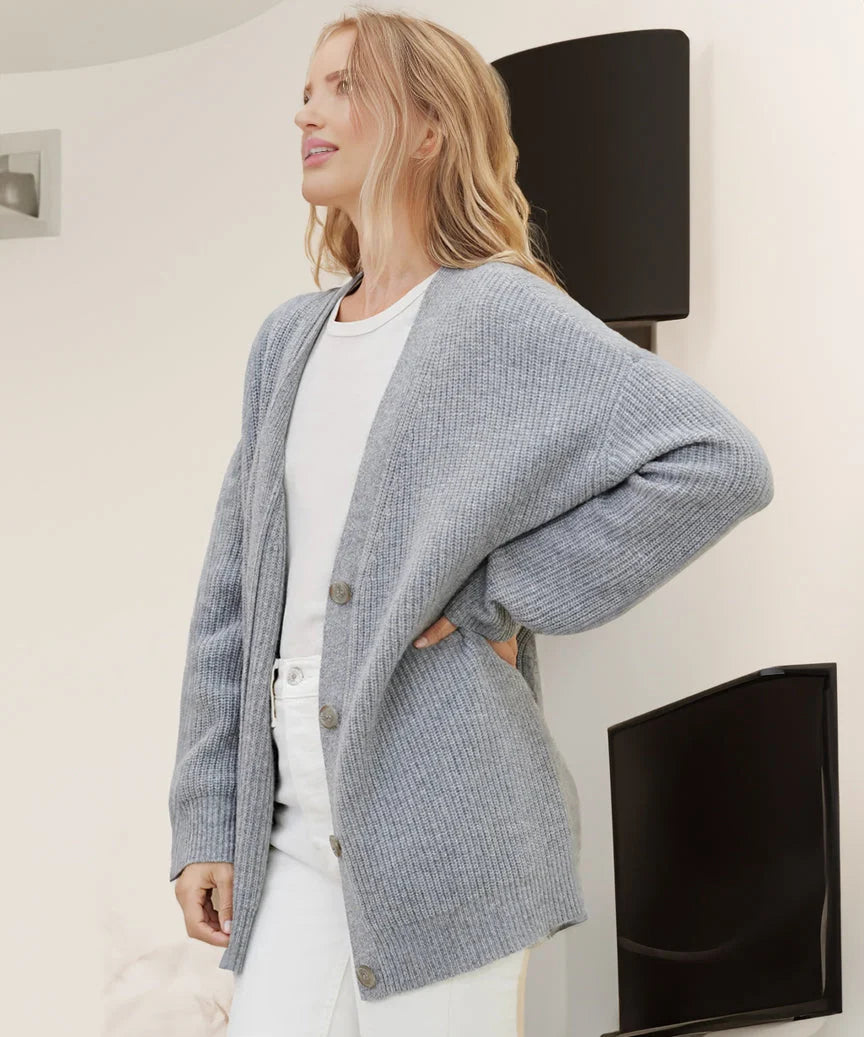 Evelyn Cardigan Sweater | Button-Up, Relaxed Fit, Sizes S-4XL, Available in Black and White 8