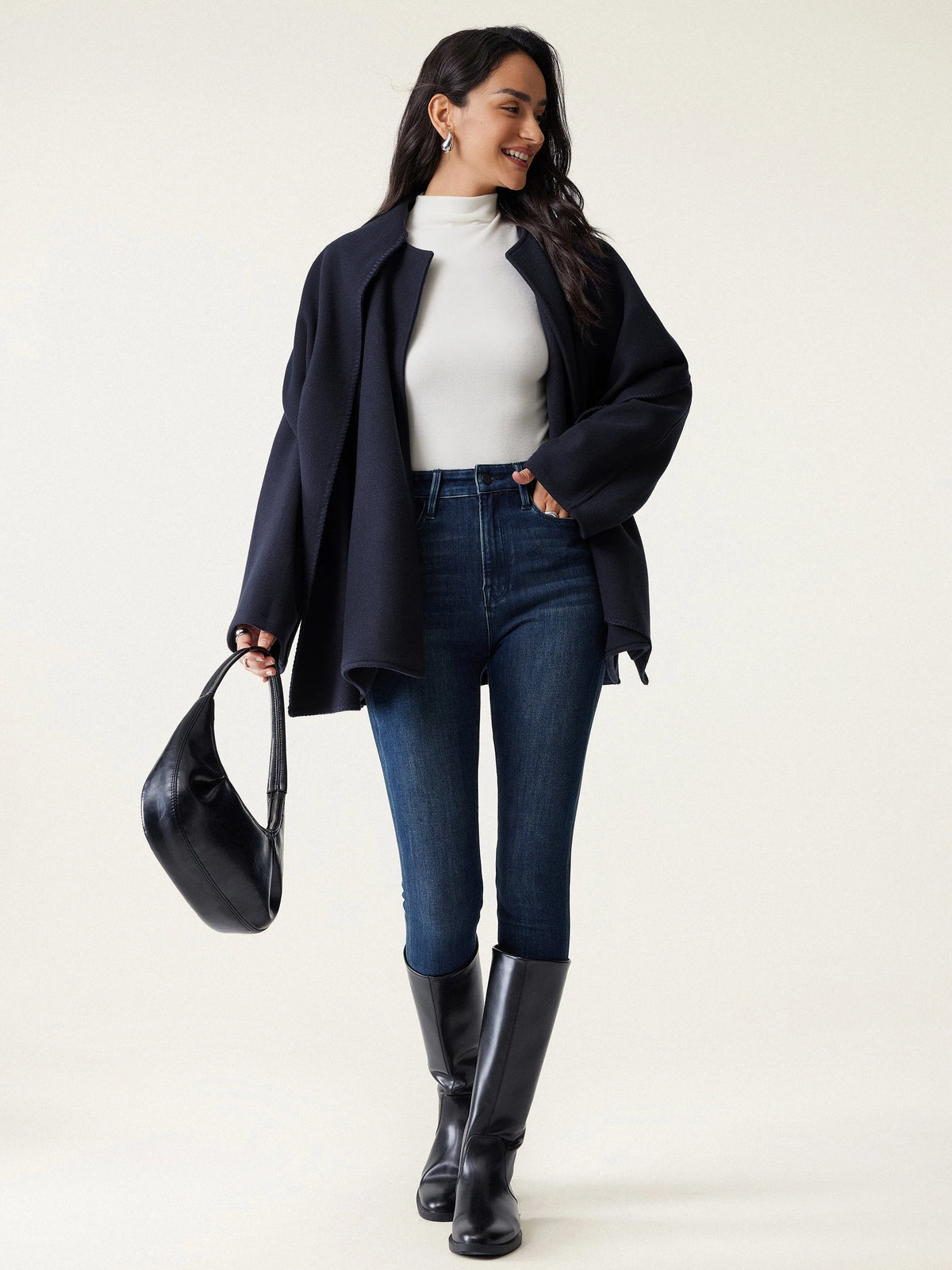 Fable Women's Coat | Oversized Scarf, Draped Collar, Relaxed Fit 5